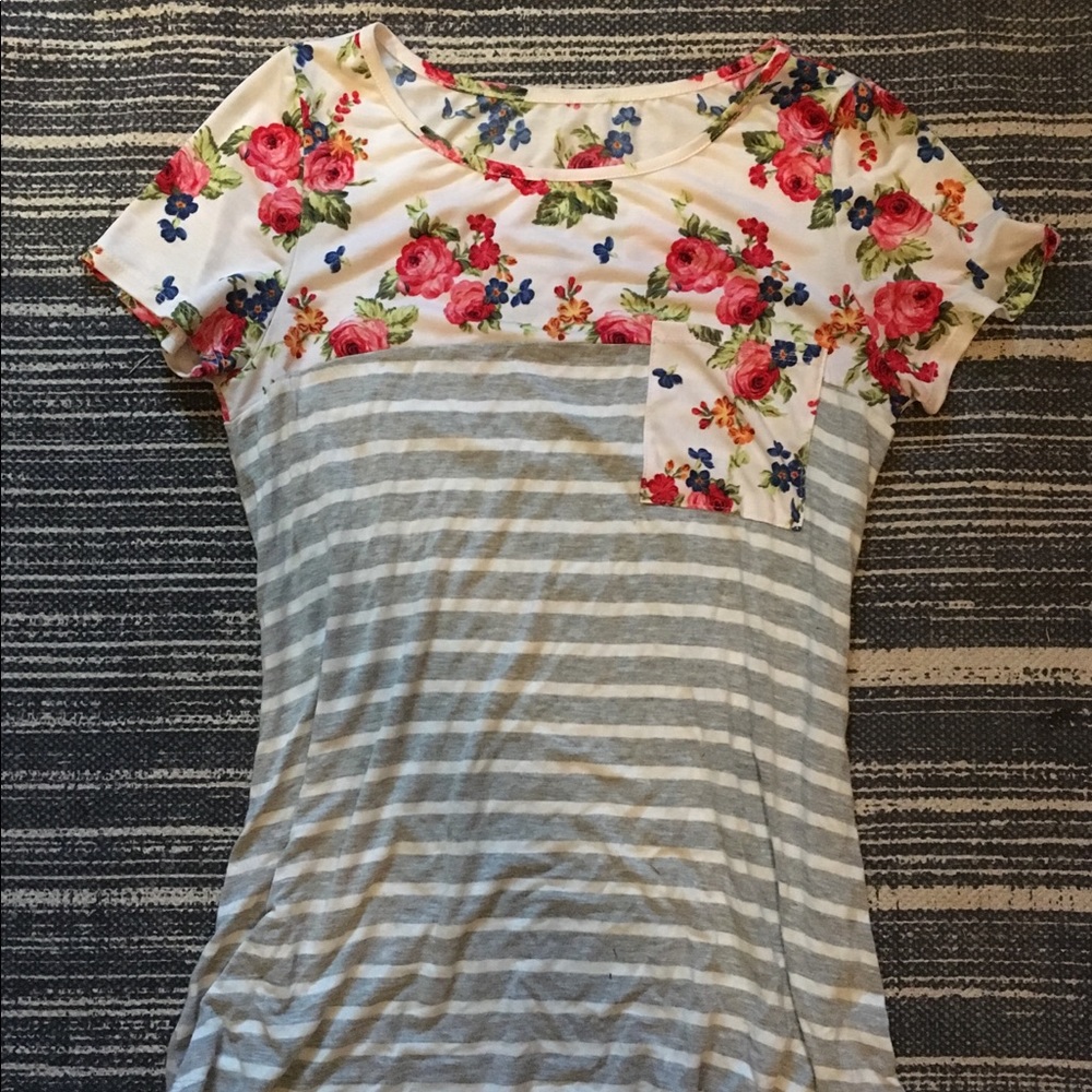 Floral and stripe T